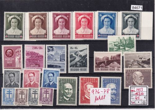 Belgien 1953, Mich.-Nr.: 979-86 fehlt **