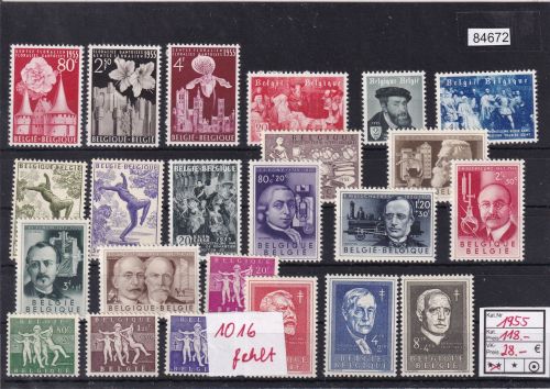Belgien 1955, Mich.-Nr.: 1016 fehlt **