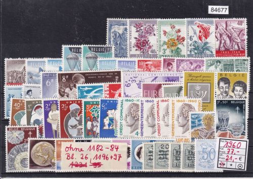 Belgien 1960, Mich.-Nr.: ohne 1182-84, Block 26, 1196+97 **