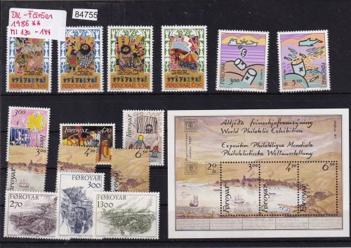 Dänemark Färöer 1986, Mich.-Nr.: ** 130 - 144