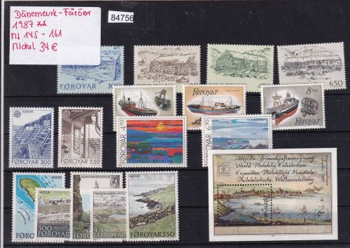 Dänemark Färöer 1987, Mich.-Nr.: ** 145 - 161