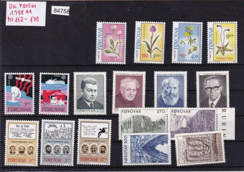 Dänemark Färöer 1988, Mich.-Nr.: ** 162 - 178