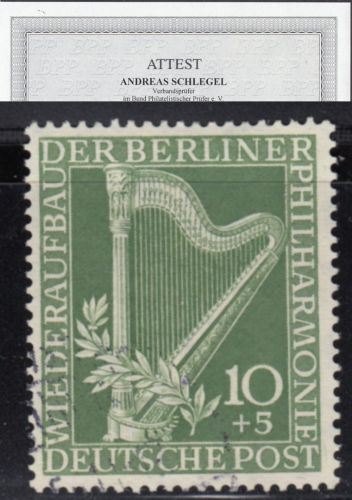 Berlin 1950, Mich.-Nr.: 72 Y gestempelt   fehlender Ring im WZ    Attest