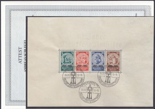 DR 1933, Mich.-Nr.: 508-11 Block 2 gestempelt  geprüft Attest NEU Schlegel  lesen