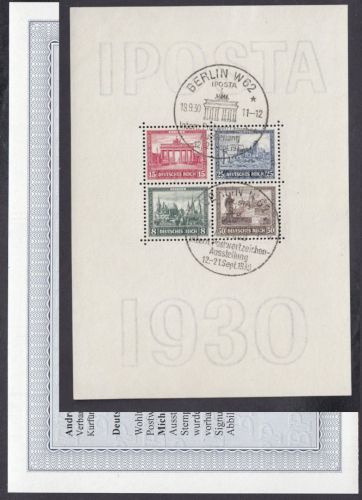 DR 1930, Mich.-Nr.: 446-449 Block 1 gestempelt geprüft Befund (bitte Lesen)