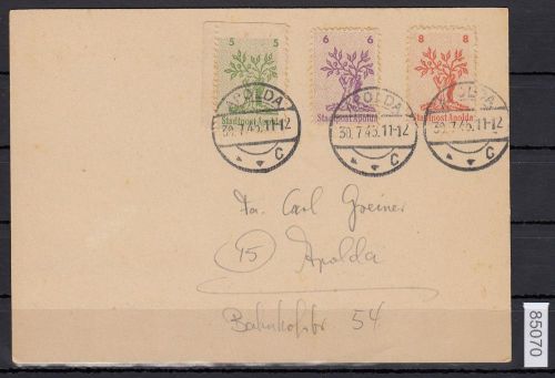 Apolda, Mich.-Nr.: 1-3 II  gestempelt geprüft  auf   Blanco  Karte