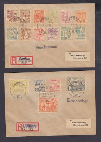 Cottbus, Mich.-Nr.: 1-16 + 32 gestempelt auf Brief