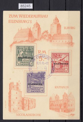 Eilenburg, Mich.-Nr.: IV-VI gestempelt Violett  auf Karte " Wiederaufbau Einlenburg "