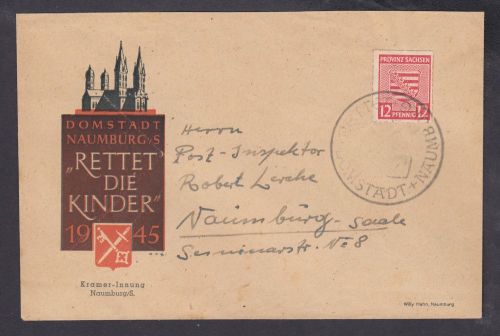 Naumburg, Mich.-Nr.: 6 gestempelt auf Blancobrief