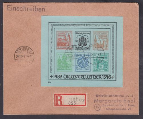 Wittenberg-Lutherstadt, Mich.-Nr.: Block II gest.  auf Brief  Triebes - Zeulenroda