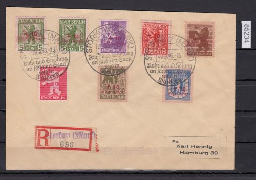 Storkow, Mich.-Nr.:  1-8 gestempelt auf Brief