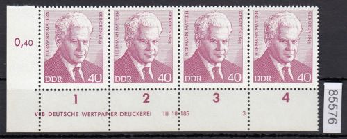 DDR 1973, Mich.-Nr.: 1855 ** DV FNr. 3   Eckrand  Druckvermerk