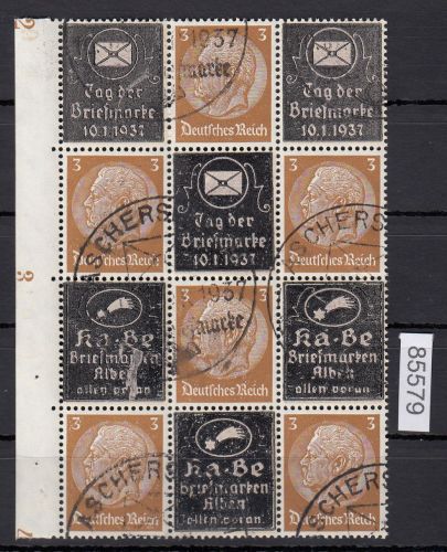 DR 1937, Mich.-Nr.: Hindenburg Zdr. senkr. Überdruck gestempelt  T-3-T/3-T-3/K-3K/3-K-3