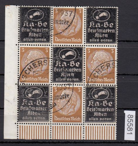 DR 1937, Mich.-Nr.: Hindenburg Zdr. senkr. Überdruck gestempelt  K-3-K/3-K-3/K-3-K