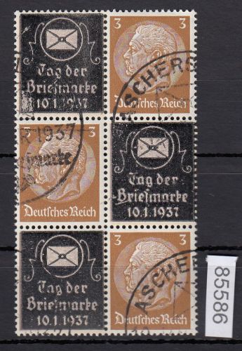 DR 1937, Mich.-Nr.: Hindenburg Zdr. senkr. Überdruck gestempelt  T-3-T / 3-T-3