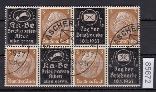 DR 1937, Mich.-Nr.: P-W10 ++  Hindenburg Zdr. waag. Überdruck gestempelt  K-3-T / K-3-T