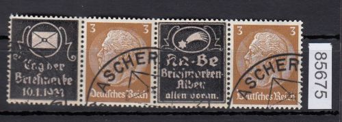 DR 1937, Mich.-Nr.: P-W 9  Hindenburg Zdr. waag. Überdruck gestempelt  T-3-K