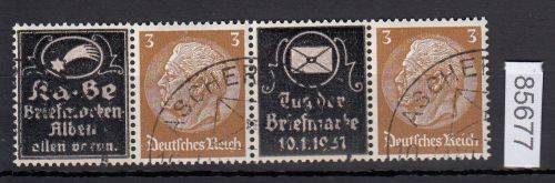 DR 1937, Mich.-Nr.: P-W10  Hindenburg Zdr. waag. Überdruck gestempelt  K-3-T