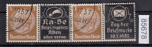 DR 1937, Mich.-Nr.: P-W10  Hindenburg Zdr. waag. Überdruck gestempelt  K-3-T