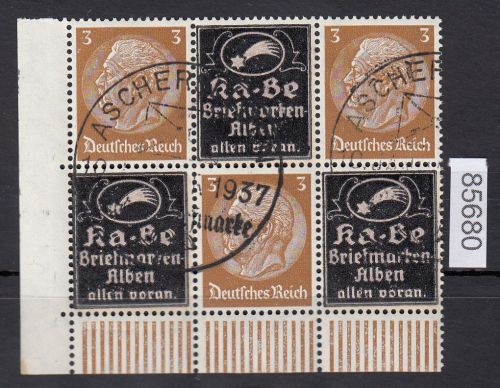 DR 1937, Mich.-Nr.: P-W 6+8  Eckrand  Hindenburg Zdr. senkr. Überdruck gestempelt  3-K-3/K-3-K