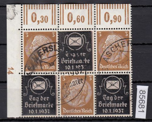 DR 1937, Mich.-Nr.: P-W 2+4  Eckrand  Hindenburg Zdr. senkr. Überdruck gestempelt  3-T-3/T-3-T