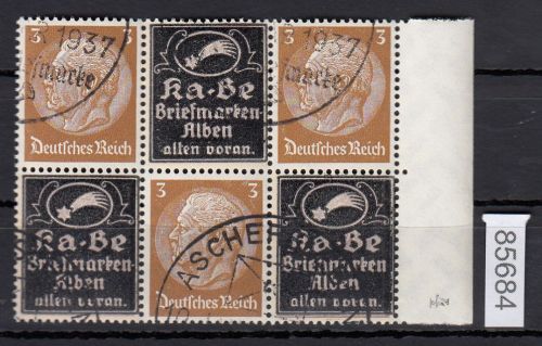 DR 1937, Mich.-Nr.: P-W 6+8  Hindenburg Zdr. waag. Überdruck gestempelt  3-K-3 / K-3K