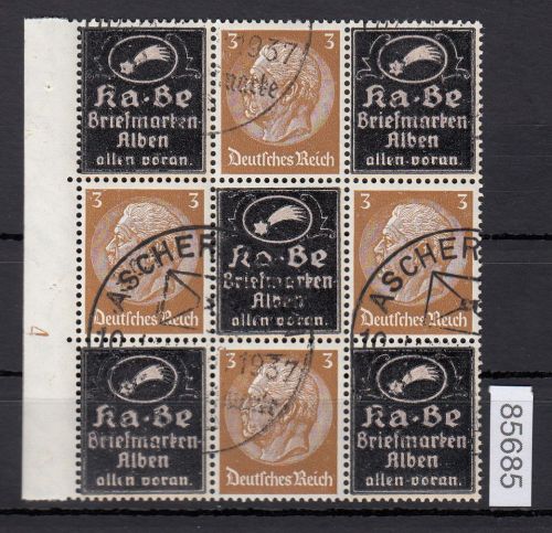 DR 1937, Mich.-Nr.: P-W 8+6+8  Hindenburg Zdr. waag. Überdruck gestempelt  K-3K/3-K-3K-3-K
