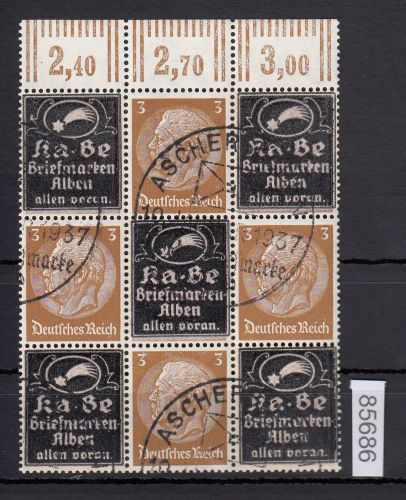 DR 1937, Mich.-Nr.: P-W 8+6+8  Hindenburg Zdr. waag. Überdruck gestempelt  K-3K/3-K-3K-3-K