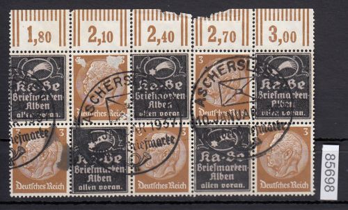 DR 1937, Mich.-Nr.: P-W 6  + S 5+7  Hindenburg Zdr. waag. Überdruck gestempelt  3-K-3