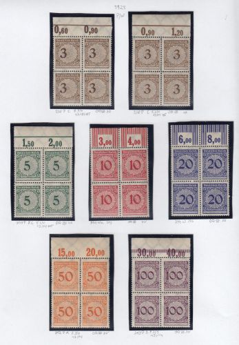 DR 1923, Mich.-Nr.: 338-43 **   4er-Block   Oberrand