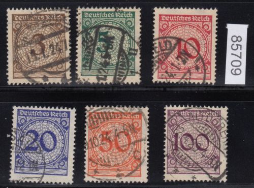 DR 1923, Mich.-Nr.: 338-43 gestempelt   Platte