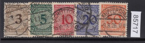 DR 1923, Mich.-Nr.: 338-42 gestempelt   Walze   Kompletter Satz