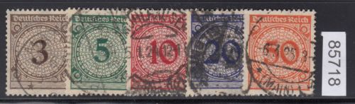 DR 1923, Mich.-Nr.: 338-42 gestempelt   Walze   Kompletter Satz