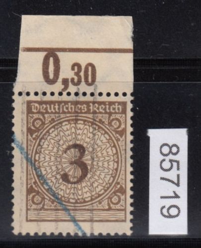 DR 1923, Mich.-Nr.: 338 gestempelt   Oberrand