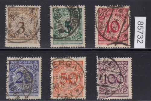 DR 1923, Mich.-Nr.: 338-43 gestempelt   HT  "Sprung"