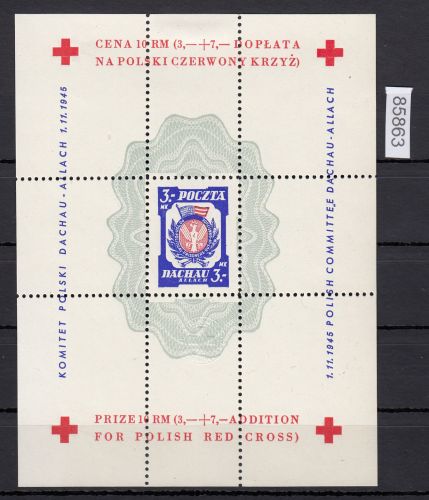 Dachau, Mich.-Nr.: Rotkreuz Block (*)   3 Mark ohne Wz