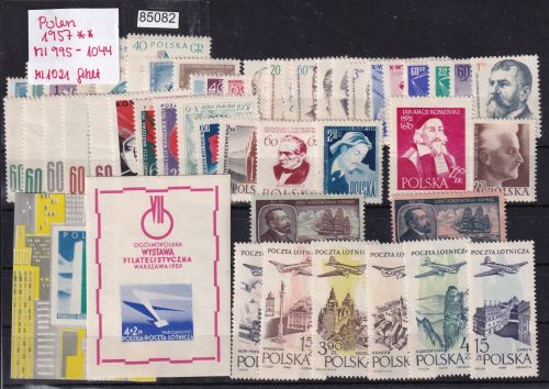 Polen 1957, Mich.-Nr.: Komplett ** 1021 fehlt