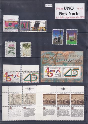 UNO New York 1990 ** mit Zd.-Bogensatz (606+607)