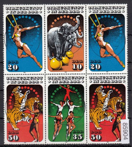 DDR 1985, Mich.-Nr.:  2983-86 gestempelt Bedarf  LUXUS  6er-Block   Kombination