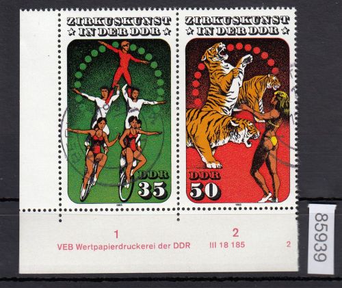 DDR 1985, Mich.-Nr.: 2983-86  gestempelt  Bedarf DV FNr. 2   Eckrand  Druckvermerk