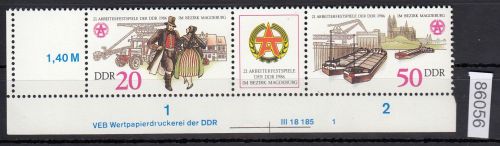 DDR 1986, Mich.-Nr.: 3028+29 RL  ** DV  FN 1   Eckrand  Druckvermerk