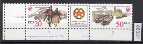 DDR 1986, Mich.-Nr.: 3028+29 RL  ** DV  FN 3   Eckrand  Druckvermerk