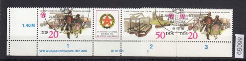 DDR 1986, Mich.-Nr.: 3028+29 RL  gestempelt DV  FN 1   Eckrand  Druckvermerk