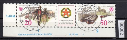 DDR 1986, Mich.-Nr.: 3028+29  gestempelt  "Bedarf"  DV  FNr. 1   Eckrand  Druckvermerk