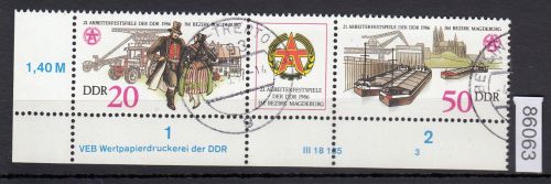 DDR 1986, Mich.-Nr.: 3028+29  gestempelt  "Bedarf"  DV  FNr. 3   Eckrand  Druckvermerk