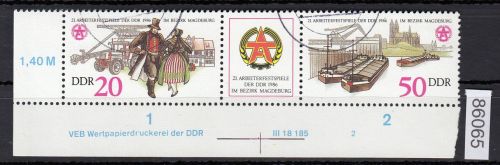 DDR 1986, Mich.-Nr.: 3028+29  gestempelt   DV  FNr. 2   Eckrand  Druckvermerk