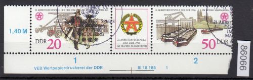 DDR 1986, Mich.-Nr.: 3028+29  gestempelt   DV  FNr. 1   Eckrand  Druckvermerk