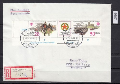 DDR 1986, Mich.-Nr.: 3028+29 RL  gestempelt  "Bedarf"  DV  FNr. 1   Eckrand  Druckvermerk