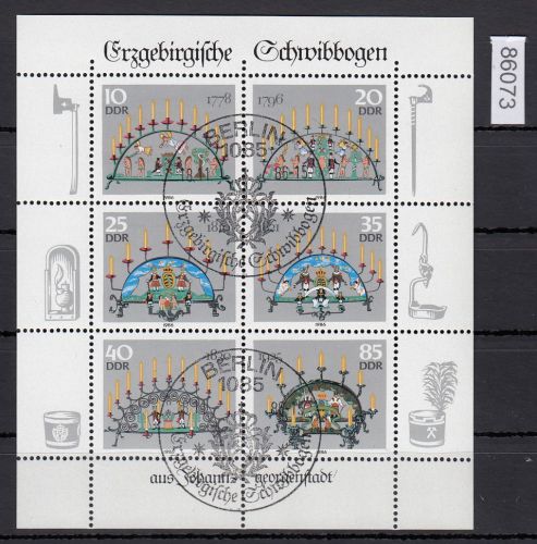 DDR 1986, Mich.-Nr.: 3057-62 gestempelt Kleinbogen oben ndg. !!!