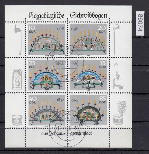 DDR 1986, Mich.-Nr.: 3057-62 gestempelt "Bedarf" ERSTTAG  Kleinbogen oben ndg. !!!